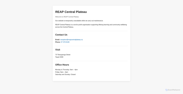 Security scan screenshot of http://www.reap.org.nz