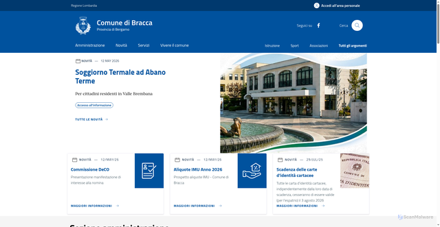 Security scan screenshot of https://www.comune.bracca.bg.it