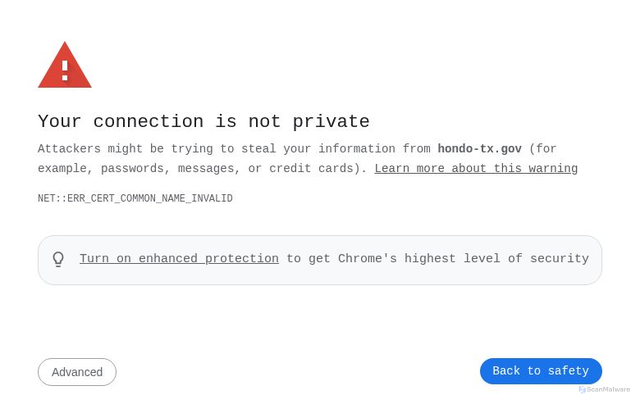 Security scan screenshot of http://hondo-tx.gov/