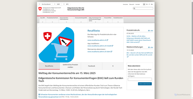 Security scan screenshot of https://www.konsum.admin.ch/bfk/de/home.html