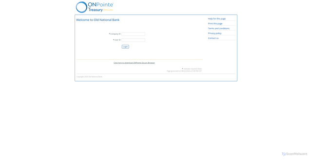 Security scan screenshot of https://oldnational.olbanking.com