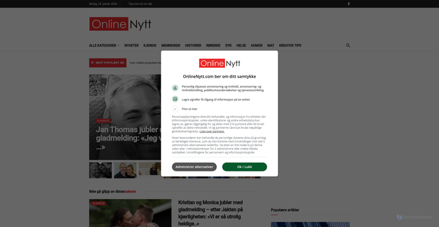 Security scan screenshot of http://onlinenytt.com/