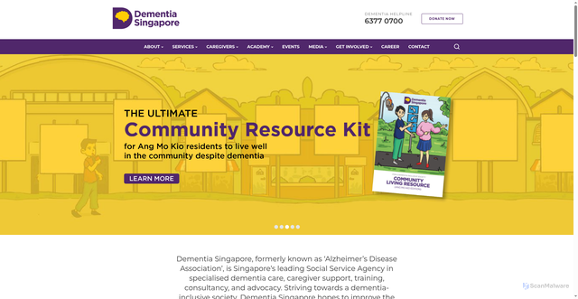 Security scan screenshot of https://www.dementia.org.sg