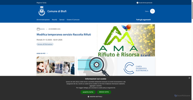 Security scan screenshot of https://www.comune.blufi.pa.it/it