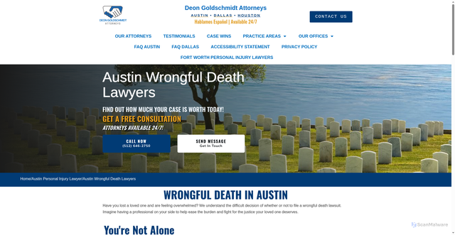 Security scan screenshot of https://mytexasinjuryattorney.com/austin-personal-injury-lawyer/wrongful-death/