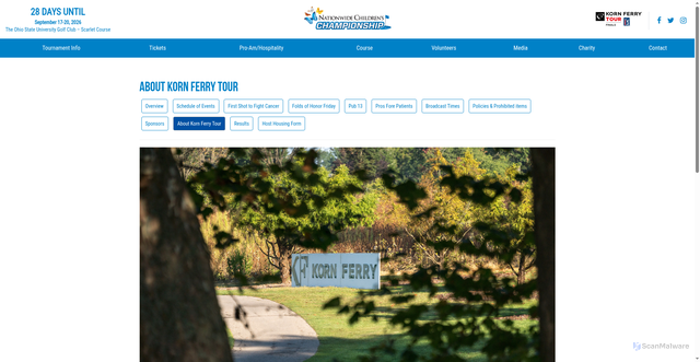 Security scan screenshot of https://ncc-golf.com/tournament-info/about-korn-ferry-tour/