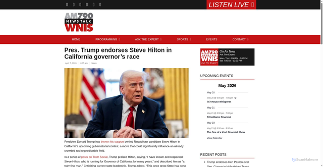 Security scan screenshot of https://www.wnis.com/news/pres-trump-endorses-steve-hilton-in-california-governors-race/