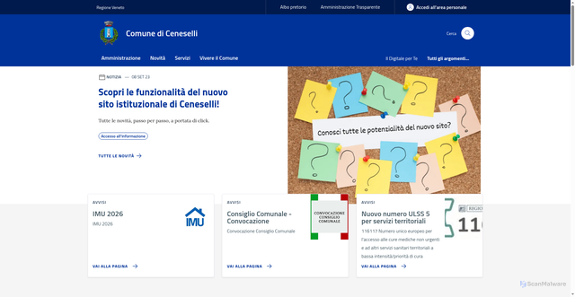 Security scan screenshot of https://www.comune.ceneselli.ro.it