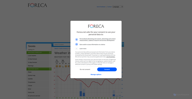 Security scan screenshot of https://www.foreca.net/Canada/Toronto