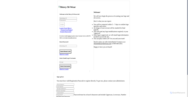 Security scan screenshot of https://mwear.scrubsandbeyond.com