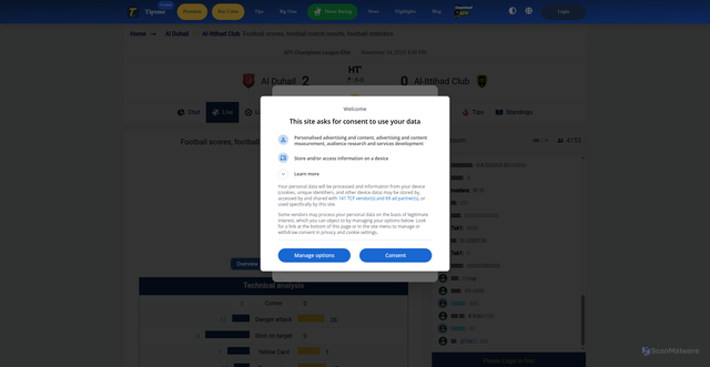 Security scan screenshot of https://www.tipsme.hk/en/match/96877/live