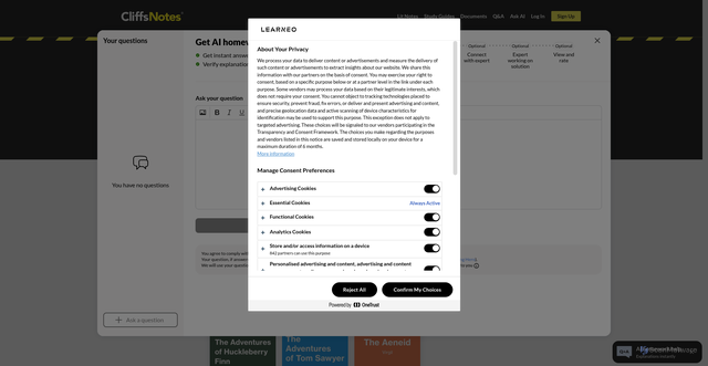 Security scan screenshot of https://www.cliffsnotes.com