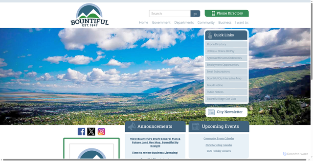 Security scan screenshot of https://www.bountifulutah.gov/