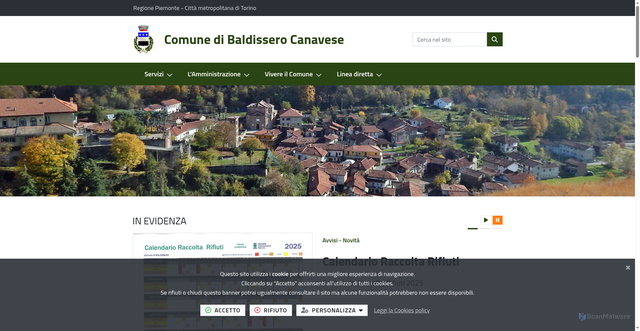 Security scan screenshot of https://www.comune.baldisserocanavese.to.it/it-it/home