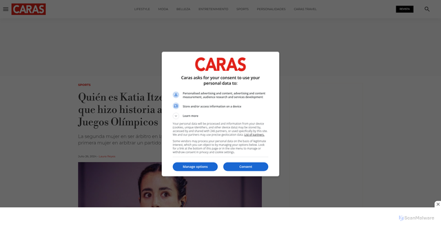 Security scan screenshot of https://www.caras.com.mx/deportes/quien-es-katia-itzel-garcia-la-mexicana-que-hizo-historia-al-ser-la-arbitra-en-unos-juegos-olimpicos