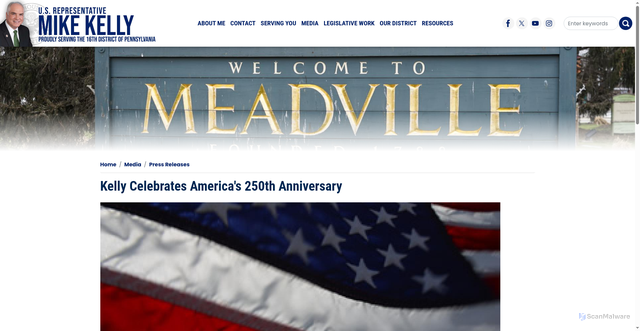 Security scan screenshot of https://kelly.house.gov/media/press-releases/kelly-celebrates-americas-250th-anniversary