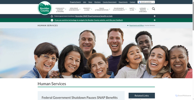Security scan screenshot of https://bouldercounty.gov/departments/human-services/