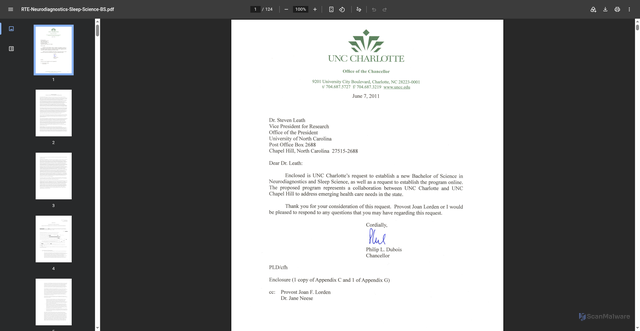 Security scan screenshot of https://provost.charlotte.edu/wp-content/uploads/sites/887/2023/11/RTE-Neurodiagnostics-Sleep-Science-BS.pdf