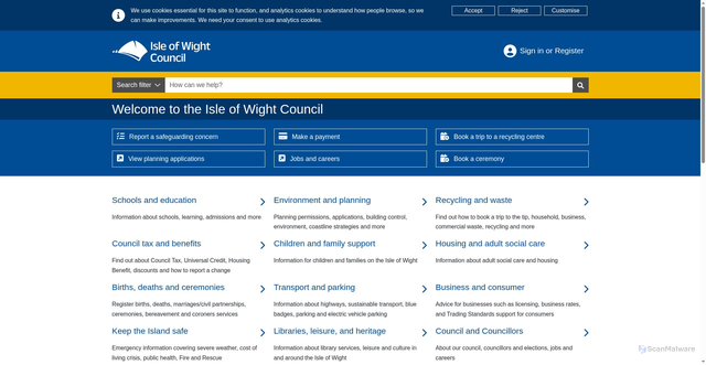 Security scan screenshot of https://www.iow.gov.uk/