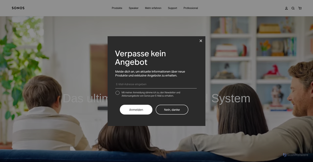Security scan screenshot of https://www.sonos.com