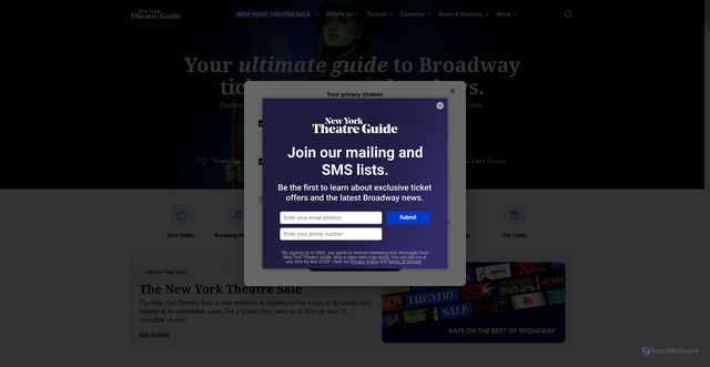 Security scan screenshot of https://www.newyorktheatreguide.com