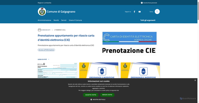 Security scan screenshot of https://www.comune.galgagnano.lo.it/it