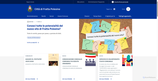 Security scan screenshot of https://www.comune.frattapolesine.ro.it/