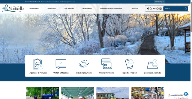 Security scan screenshot of https://monticellomn.gov/