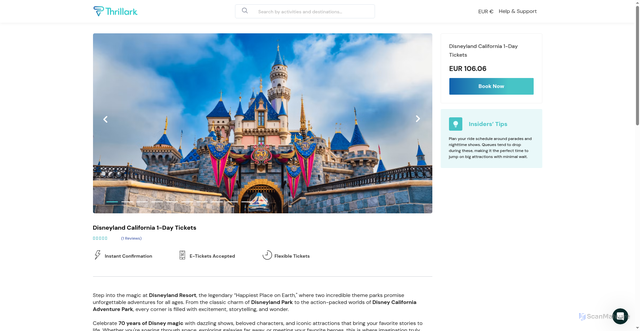 Security scan screenshot of https://www.thrillark.com/disneyland-disney-california-adventure-park-los-angeles-tickets-t-1709/