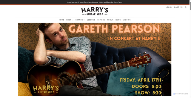 Security scan screenshot of https://harrysguitarshop.com