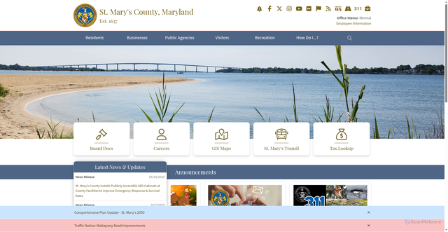 Security scan screenshot of https://www.stmaryscountymd.gov/