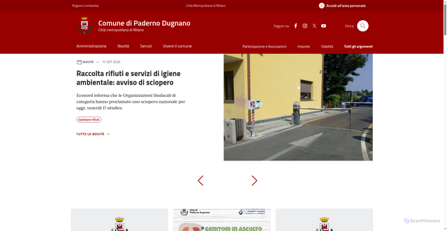 Security scan screenshot of https://www.comune.paderno-dugnano.mi.it/home/