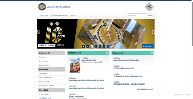 Security scan screenshot of https://www.catania.aci.it/