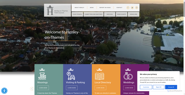 Security scan screenshot of https://www.henleytowncouncil.gov.uk/