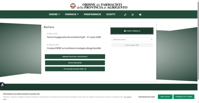 Security scan screenshot of https://www.ordinefarmacisti.ag.it