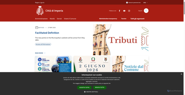 Security scan screenshot of https://www.comune.imperia.it