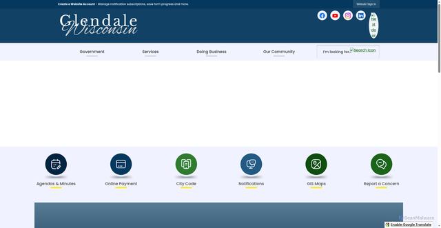 Security scan screenshot of https://glendale-wi.gov/