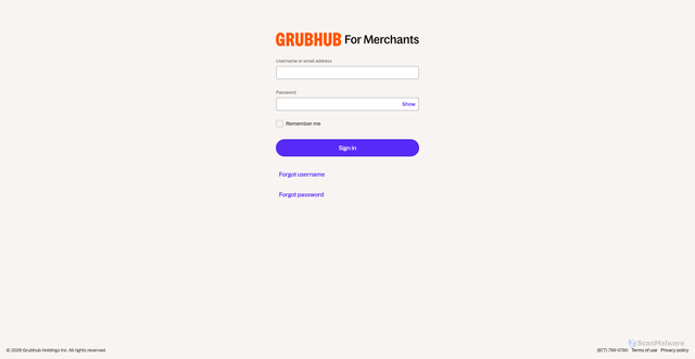Security scan screenshot of https://restaurant.grubhub.com