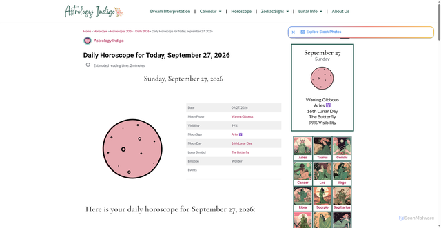 Security scan screenshot of https://astrologyindigo.com/horoscope/horoscopes-2026/daily-2026/daily-horoscope-september-27th-09-27-2026/