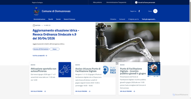 Security scan screenshot of https://www.comune.domusnovas.ci.it/