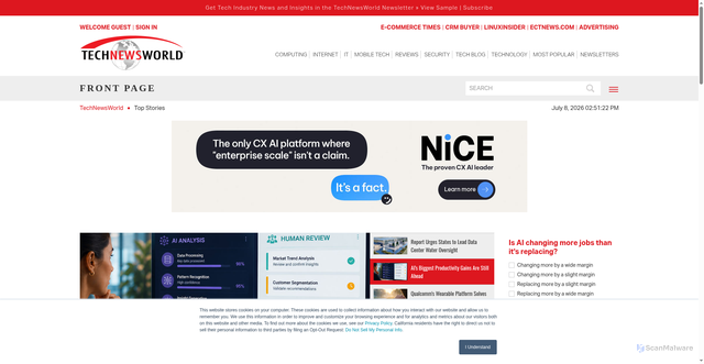 Security scan screenshot of https://technewsworld.com