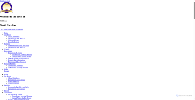 Security scan screenshot of https://townofmiddlesexnc.com/departments-and-services