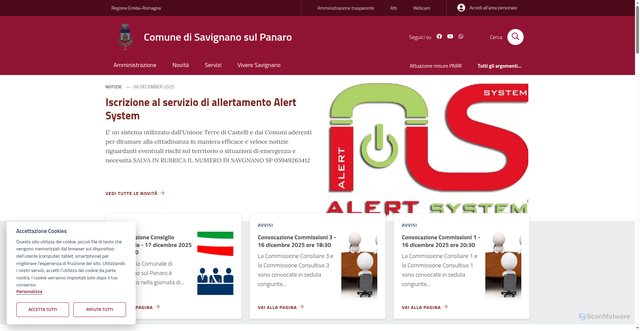 Security scan screenshot of https://www.comune.savignano-sul-panaro.mo.it/
