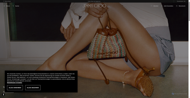 Security scan screenshot of https://us.jimmychoo.com
