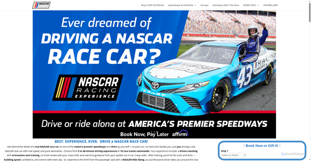 Security scan screenshot of https://nascarracingexperience.com/