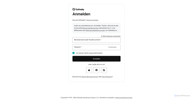 Security scan screenshot of https://commerce.godaddy.com