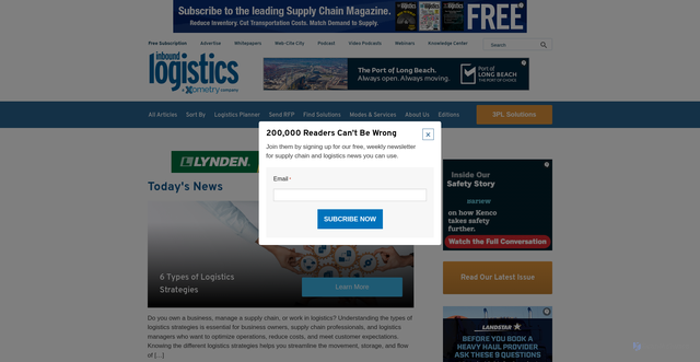 Security scan screenshot of https://inboundlogistics.com