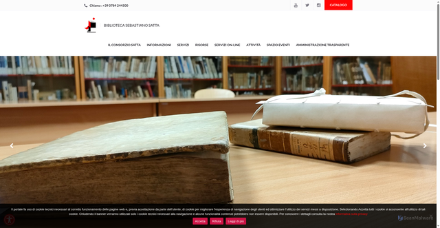 Security scan screenshot of https://www.bibliotecasatta.it/