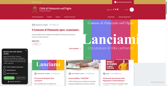 Security scan screenshot of https://www.comune.palazzolosulloglio.bs.it/