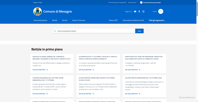 Security scan screenshot of https://www.comune.mesagne.br.it/